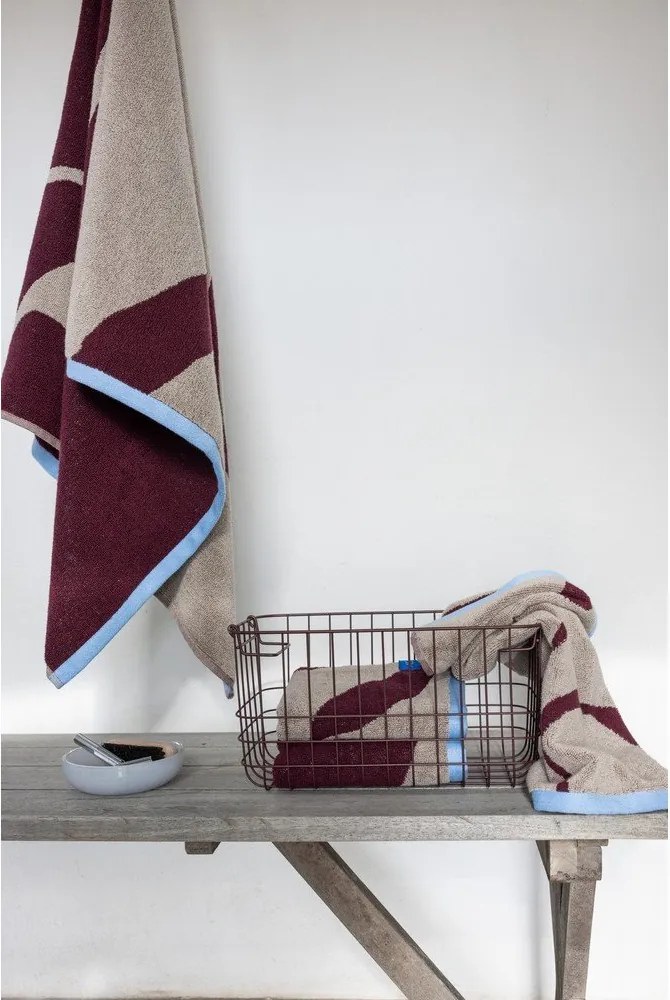 Бордо/бежови кърпи в комплект 2 бр. от органичен памук от тери 50x90 cm Nova Arte – Mette Ditmer Denmark