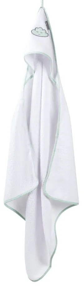 Бяла памучна детска хавлия с качулка 80x80 cm Happy Cloud – Roba