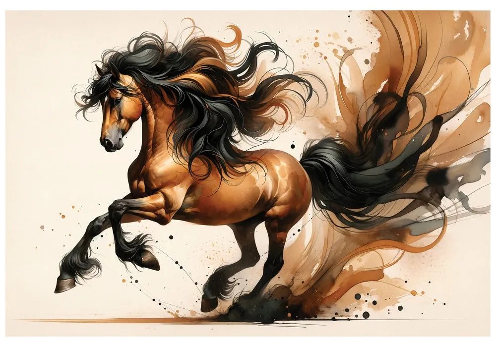 Самозалепващ фототапет – Див акварелен кон