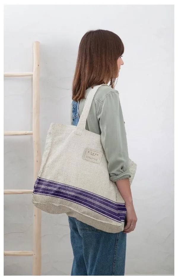 Текстилна чанта Сини ивици, ширина 42 cm - Really Nice Things