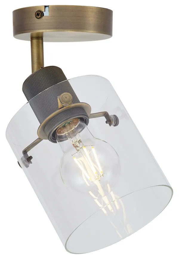 Дизайнерски стенен прожектор бронз с прозрачно стъкло - Domo