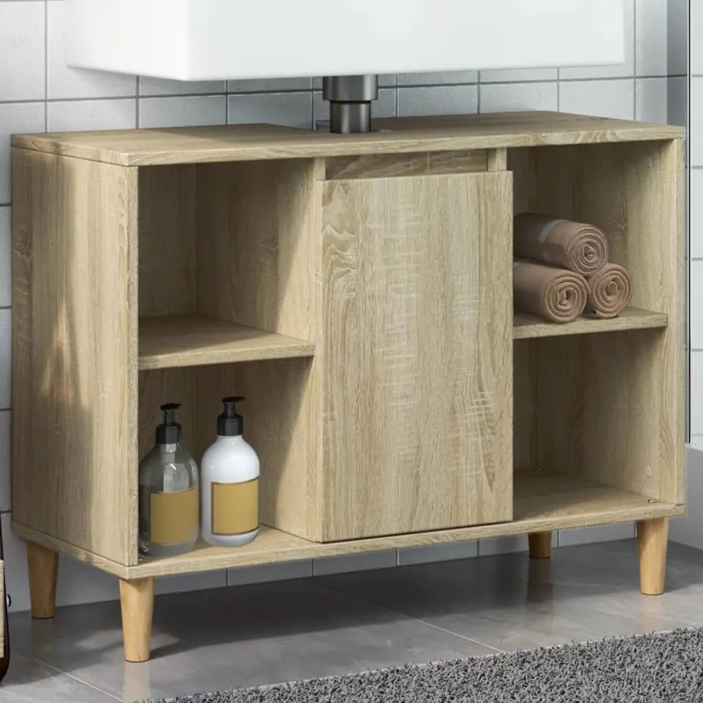 857131 vidaXL Шкаф за баня, дъб сонома, 80x33x60 см, инженерно дърво
