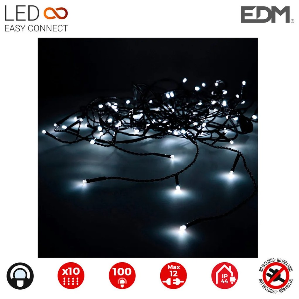 LED Светлинна Завеса EDM Easy-Connect Бял 1,8 W (2 x 1 m)