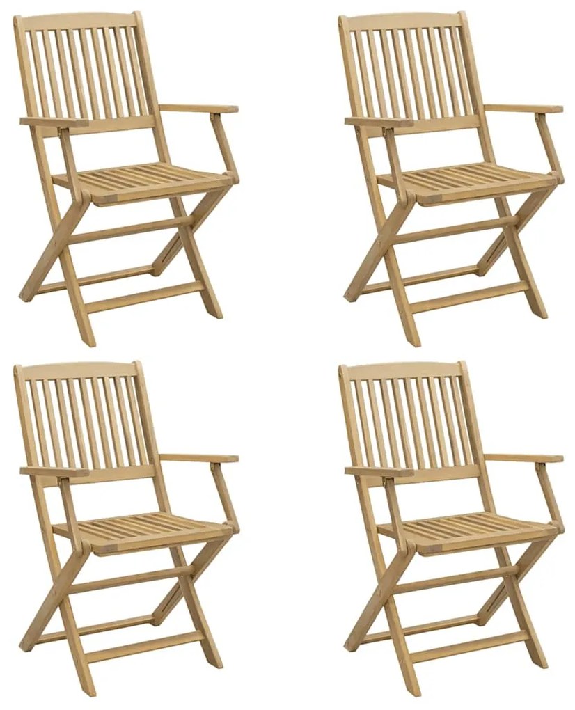 365742 vidaXL Сгъваеми градински столове, 4 бр, 57,5x54,5x90 см, акация масив