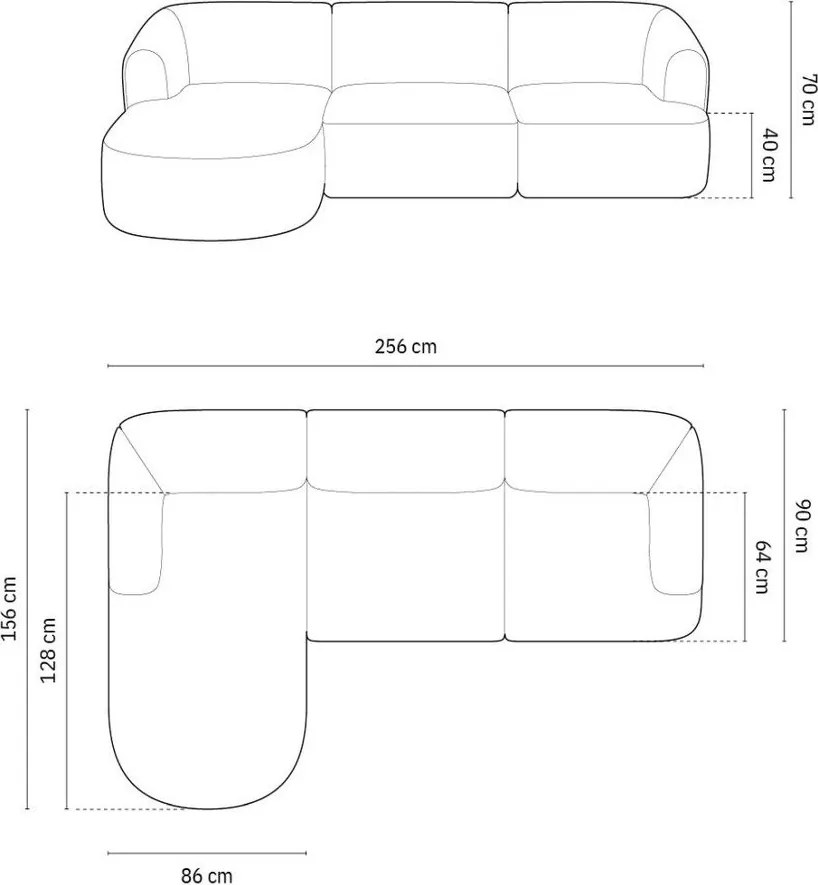 Теракотен ъглов диван от рипсено кадифе (ляв ъгъл) Campi – Cosmopolitan Design