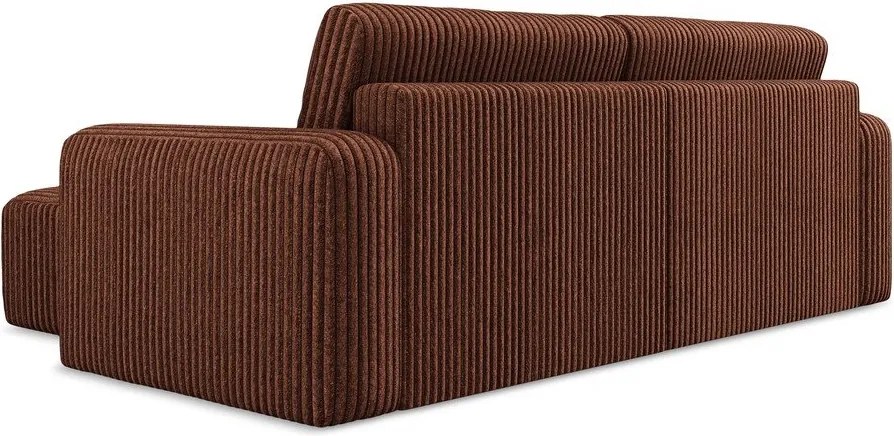 Теракотен сгъваем/с място за съхранение ъглов диван от рипсено кадифе (десен ъгъл) Kona – Makamii