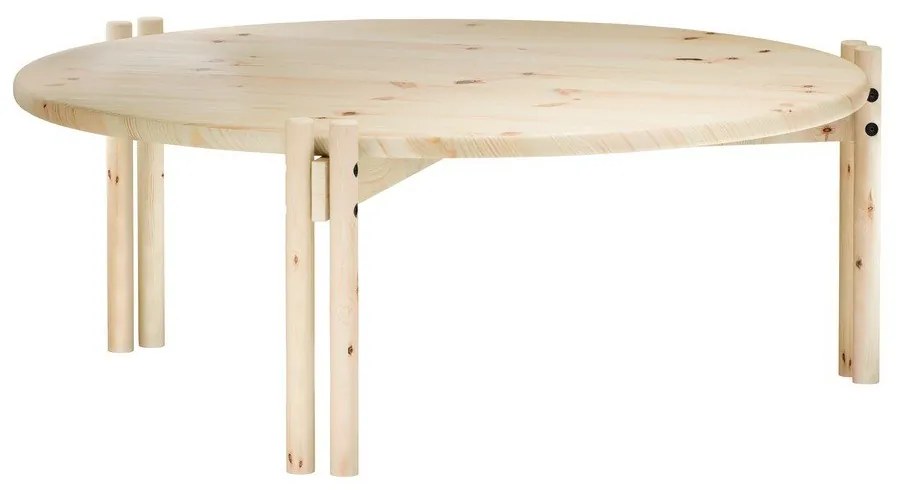 Кръгла масичка за кафе от масивен бор естествена ø 80 cm Sticks – Karup Design