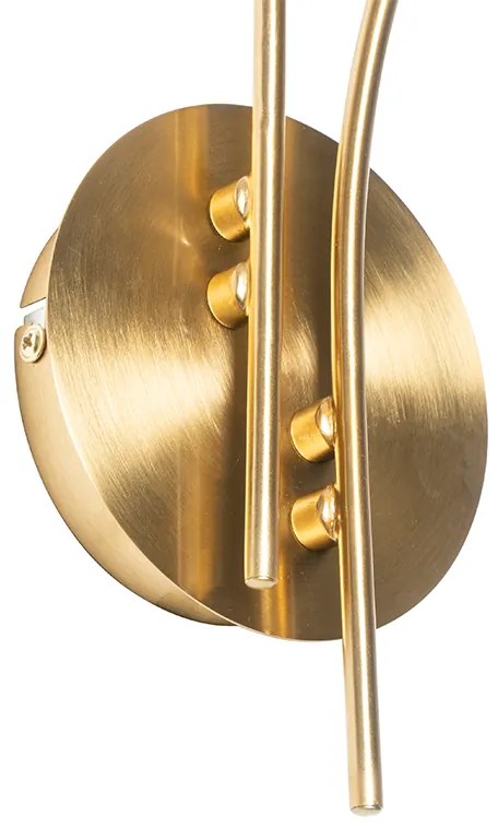 Модерен стенен аплик златен 2-лампи с опушено стъкло - Атина