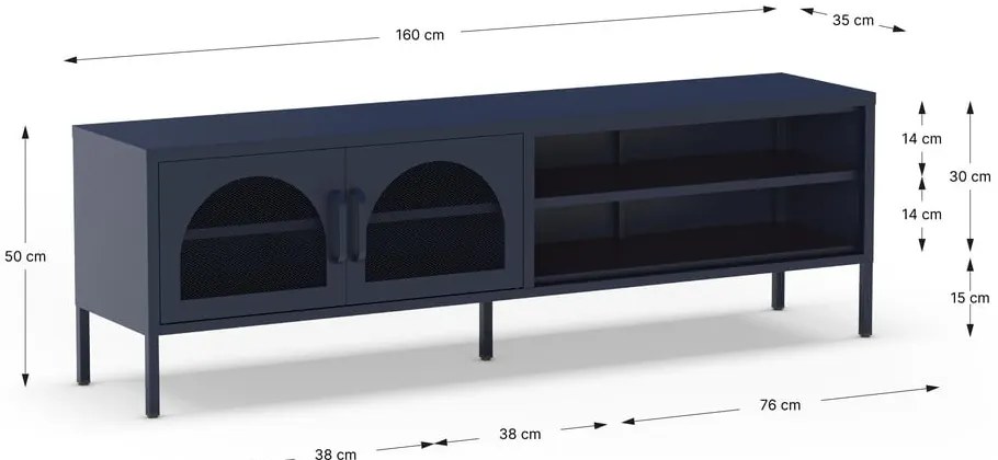 Тъмносиня маса за телевизор 160x50 cm Diora – Marckeric