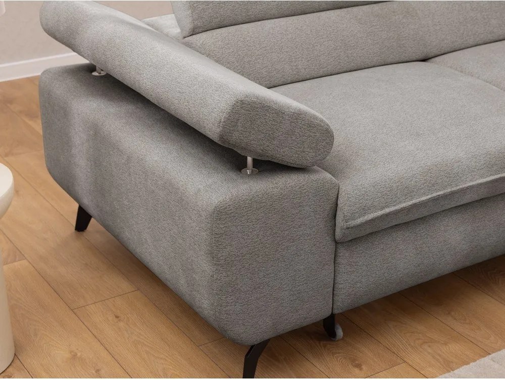 Светлосив шенилов ъглов диван (десен ъгъл L форма) Marbeya – Ropez