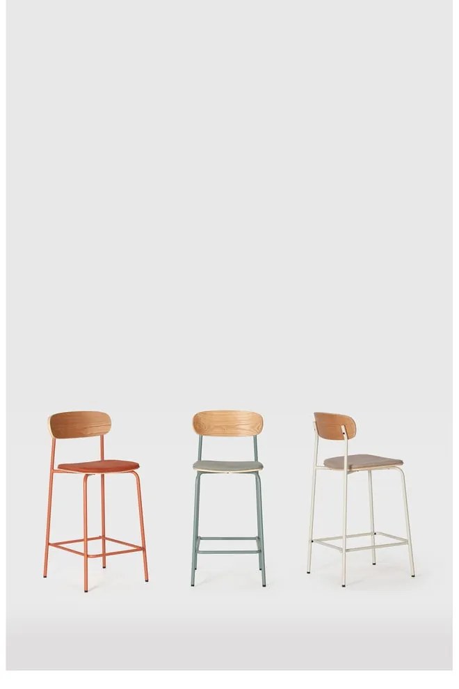 Бар столове в комплект от 2 броя в червен и естествен цвят (височина на седалката 66 см) Adriana - Marckeric