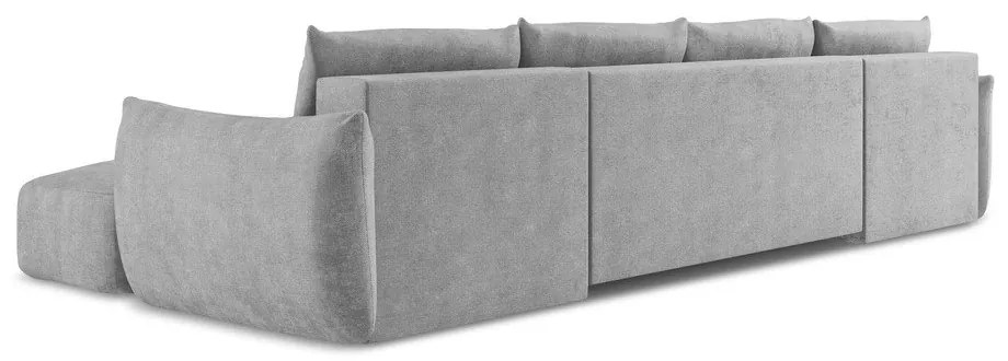 Светлосив шенилов сгъваем ъглов диван (U форма) Leila – Makamii