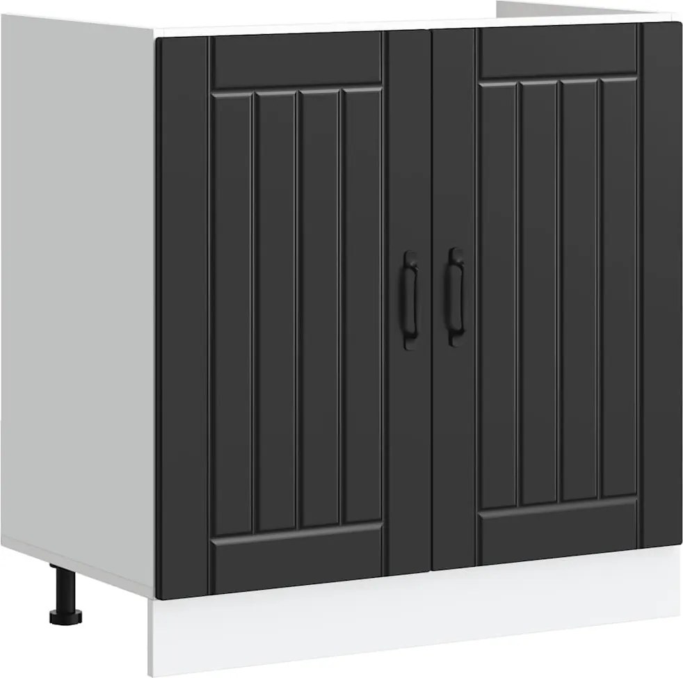853688 vidaXL Шкаф за мивка, Lucca, черен, инженерно дърво