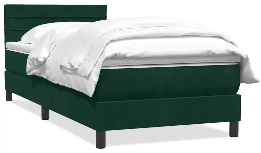 3316332 vidaXL Боксспринг легло с матрак, тъмнозелено, 80x220 см, кадифе