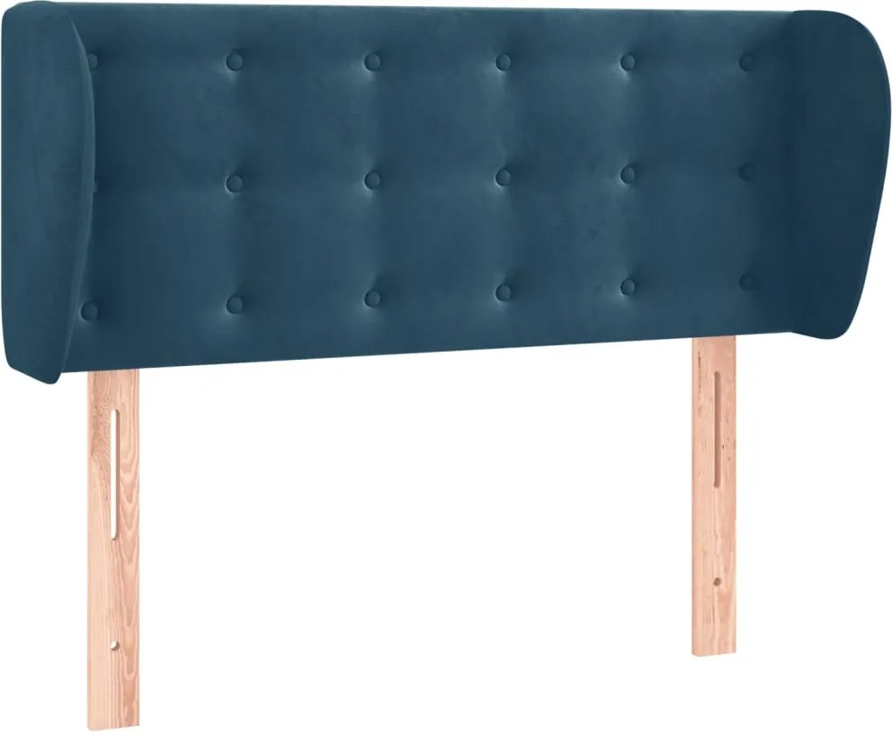 3117618 vidaXL Горна табла за легло с уши, тъмносиня, 93x23x78/88 см, кадифе