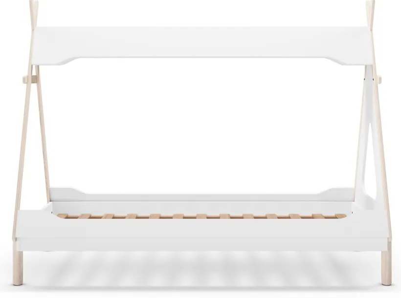 Бяло детско легло тип къща от масивен бор 90x190 cm Nora – Marckeric