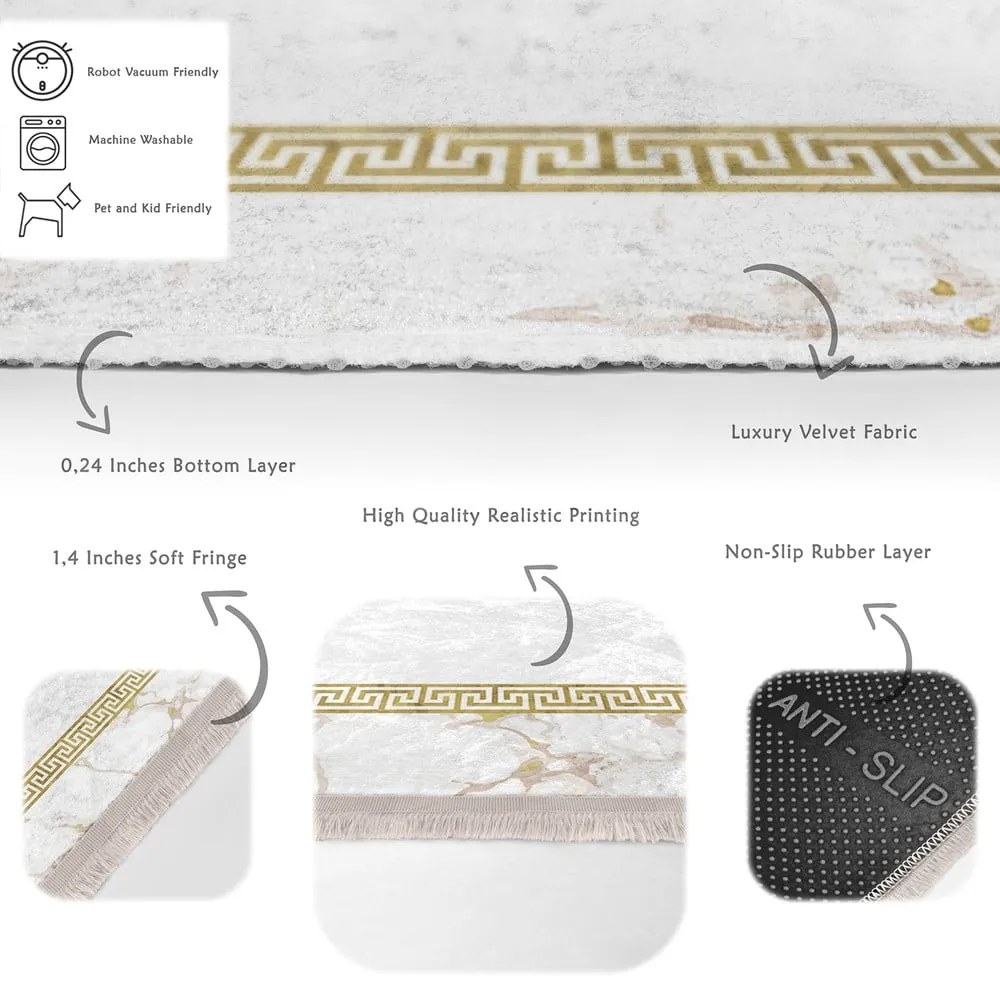 Килим в бяло и златисто 80x200 cm - Mila Home