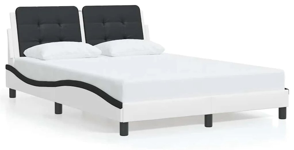 3208190 vidaXL Рамка за легло без матрак Zadar, бяло-черна, 140x200 см, изкуствена кожа