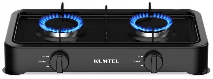 Двоен газов котлон KUMTEL HGCL-1005B, LPG битова газ, 46.4x25.7 см, Неплъзгащи се крачета, Черен