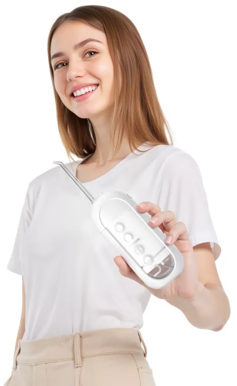 Зъбен душ Oclean W10 Lite, 3 режима, 2 накрайника, 1200 импулса в минута, До 140 PSI, USB-C, Бял