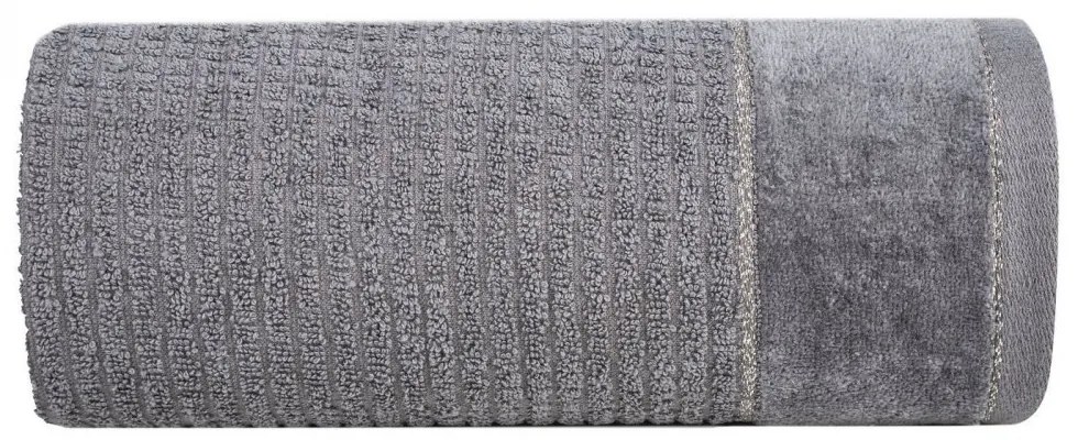 Памучна хавлия GLORY в тъмносиво с велурен кант и лъскав конец Breite: 50 cm | Länge: 90 cm