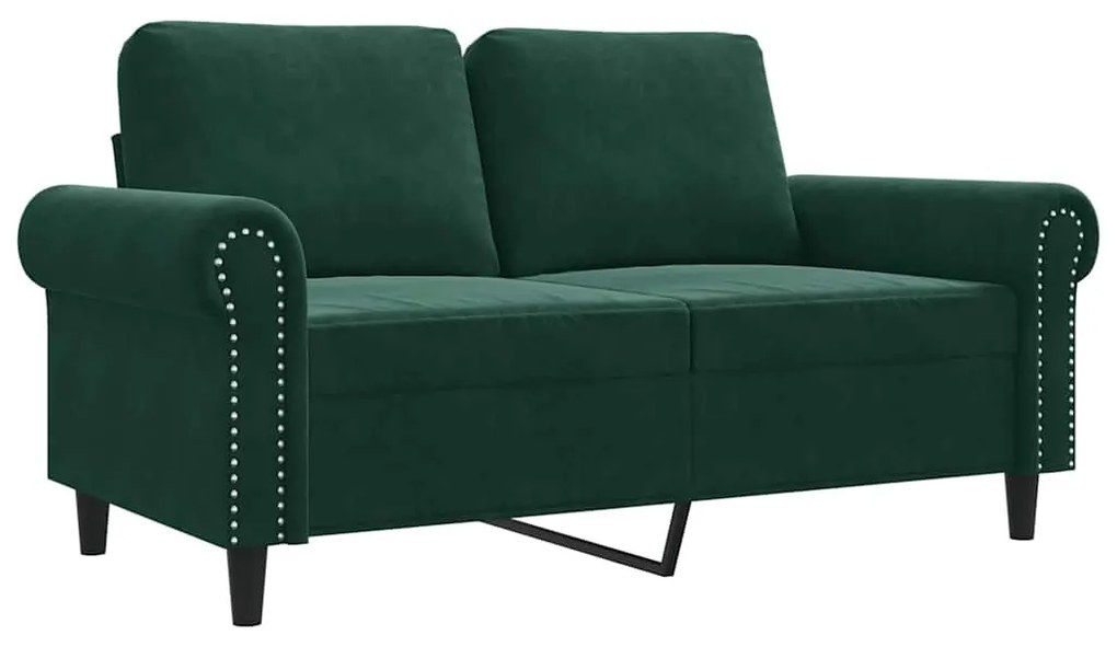 359521 vidaXL 2-местен диван, тъмнозелен, 120 см, кадифе