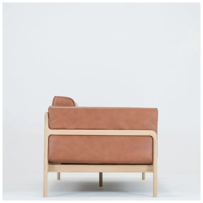 Диван от коняк кафява биволска кожа с масивна дъбова конструкция , 180 см Fawn - Gazzda