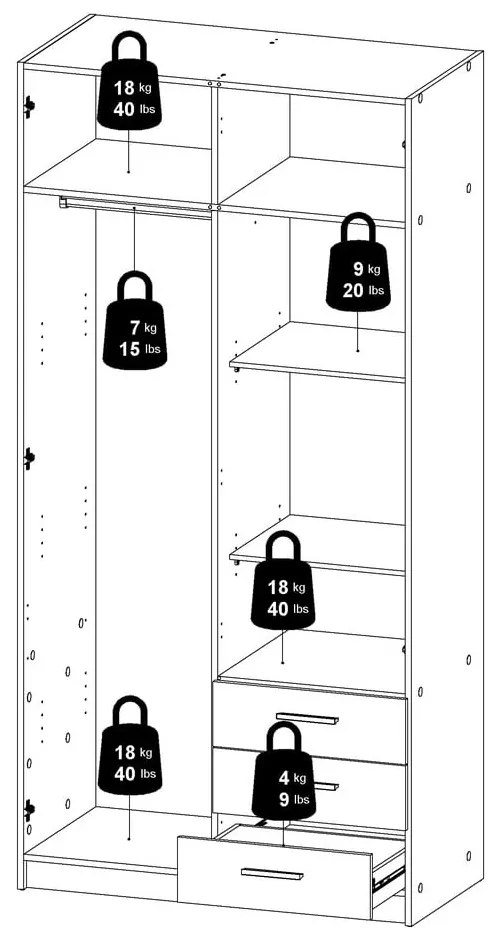 Бял гардероб 99x200 cm Sprint – Tvilum