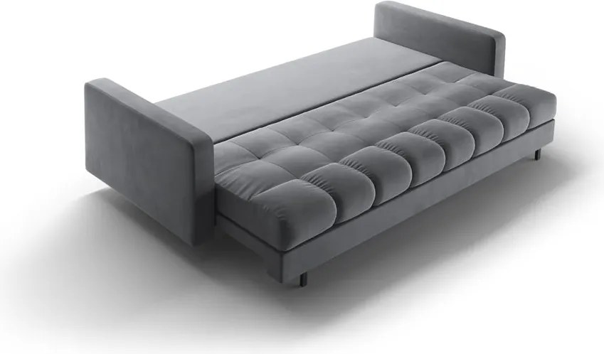 Светлосив кадифен разтегателен диван с място за съхранение 222 cm Bali – Cosmopolitan Design