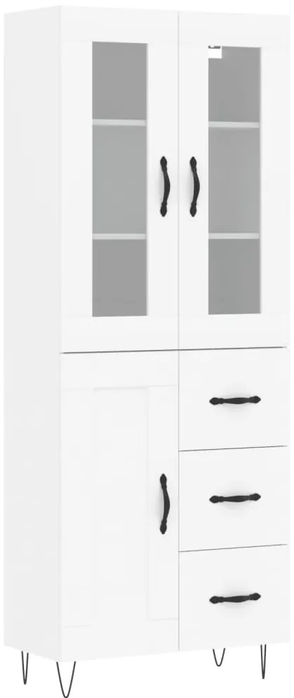 3198689 vidaXL Висок шкаф, бял, 69,5x34x180 см, инженерно дърво