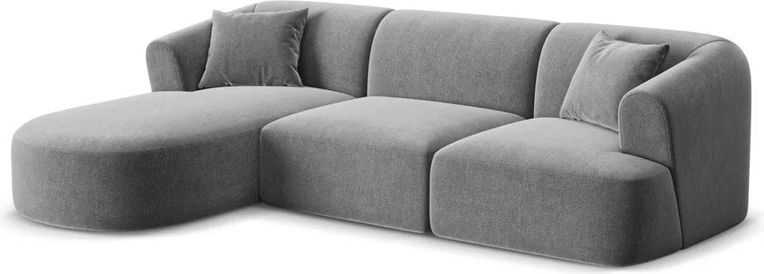 Светлосив кадифен ъглов диван (ляв ъгъл) Campi – Cosmopolitan Design