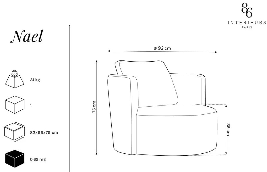 Бял въртящ се стол Nael - Interieurs 86