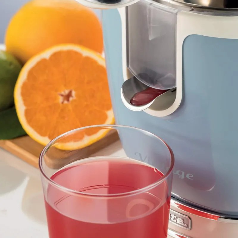 Цитрус преса Ariete VINTAGE JUICER 0413/05, 85W, Метално тяло, Безшумна работа, 2 приставки, Син