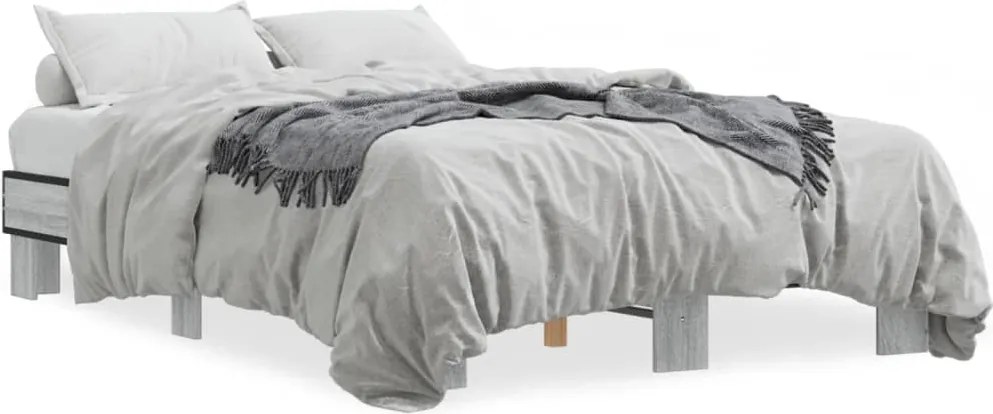 845860 vidaXL Рамка за легло, сив сонома, 140x200 см, инженерно дърво и метал