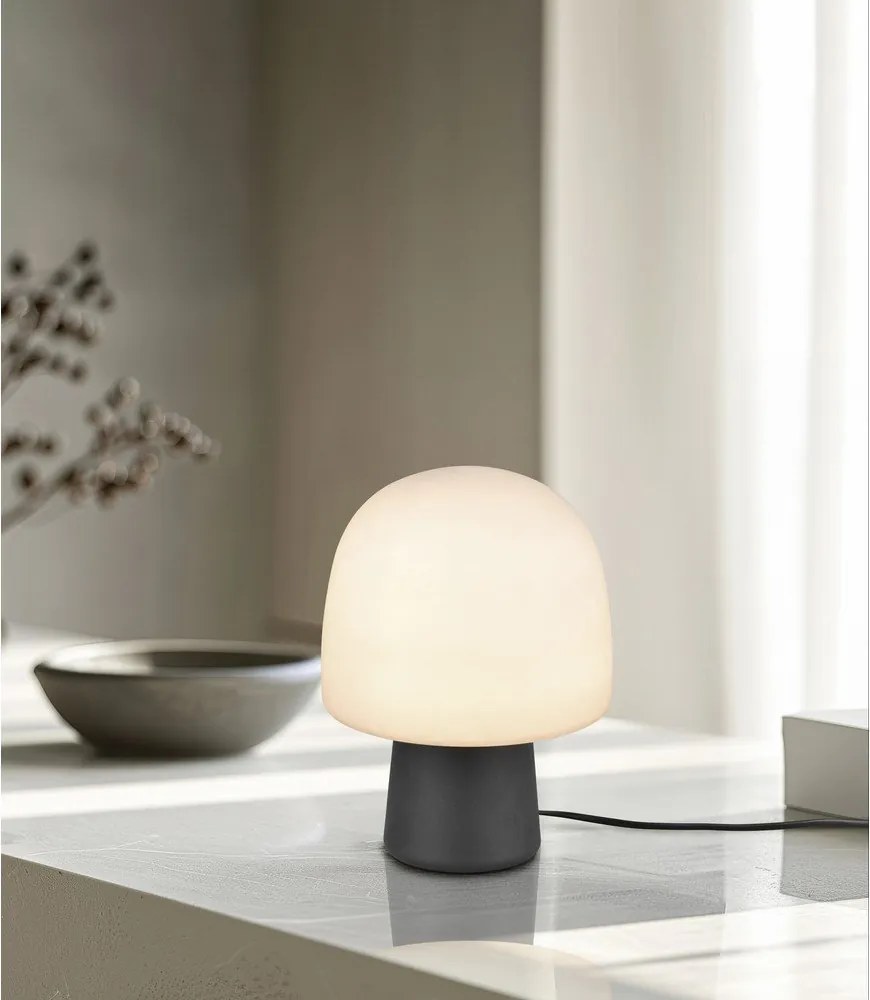 Черно-бяла настолна лампа със стъклен абажур (височина 27 cm) Steen – Trio