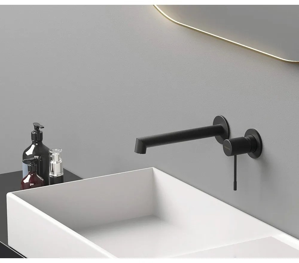 Матово-черна вградена батерия за мивка (1 изход) Solaris – Sapho