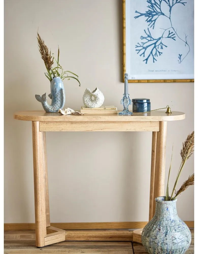 Конзолна маса от масивно каучуково дърво в естествен цвят 35x100 cm Serrone – Bloomingville