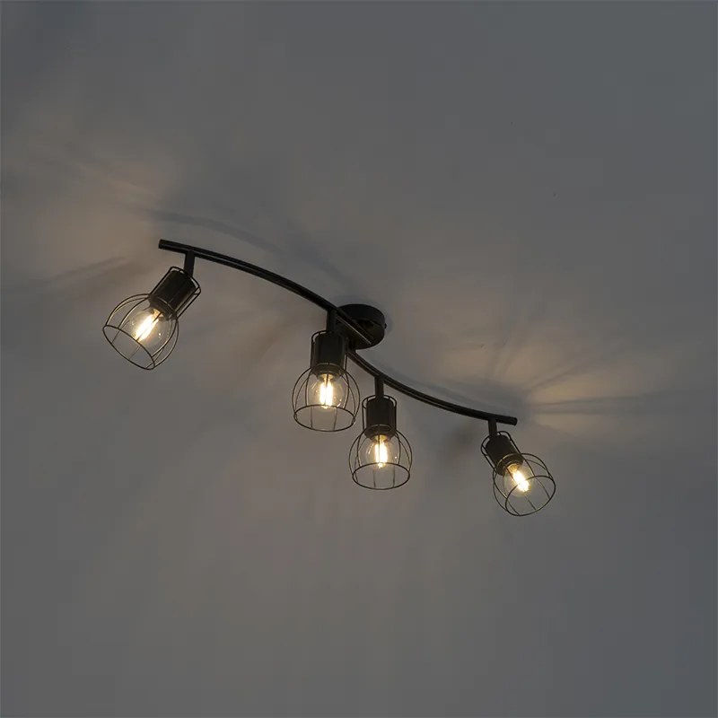 Модерен таванен прожектор черен 86 см 4-светлина - Botu