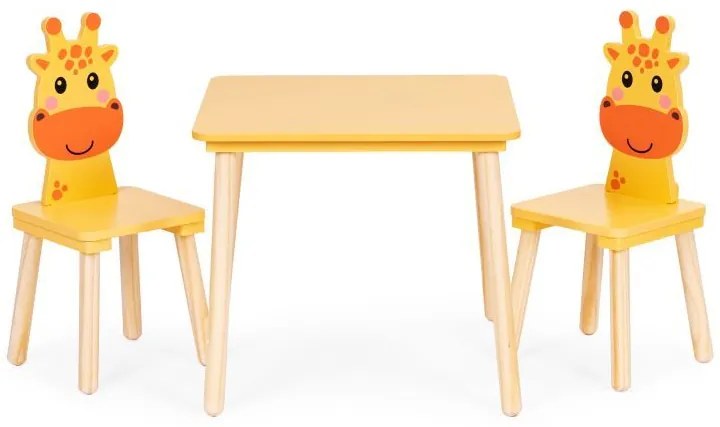Детско обзавеждане - маса и 2 стола с подлакътници във формата на жираф
