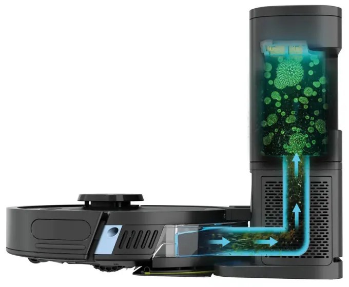 Прахосмукачка робот Shark Matrix Plus RV2620WAEU, 650 W, 0.3 л, 360 LiDAR, Автономия до 110 мин, Станция за самопочистване, Matrix Clean, Черен