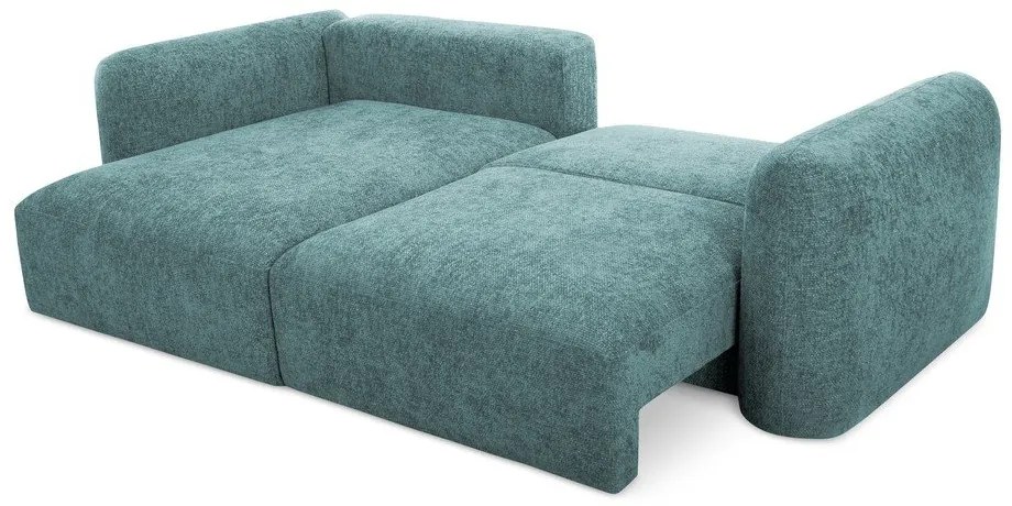 Син шенилов разтегателен ъглов диван с място за съхранение (ляв ъгъл) Mele – Makamii