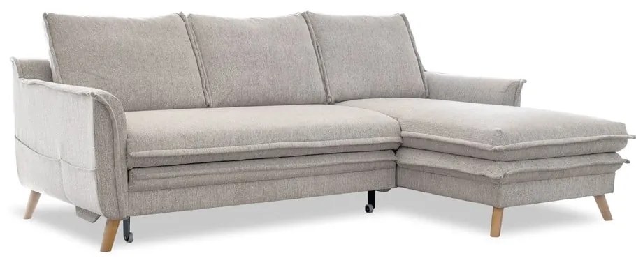 Сиво-бежов разтегателен/с място за съхранение ъглов диван (десен ъгъл) Charming Charlie – Miuform
