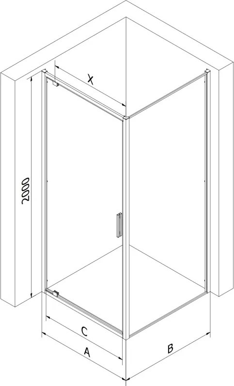 Mexen Exo-BR душ кабина с отварящи се врати 90 x 90 см, прозрачна, черна