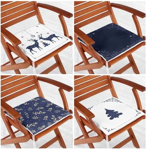 Възглавници за сядане в комплект от 4 бр. с коледни мотиви 40x40 cm Blue Christmas – Mila Home