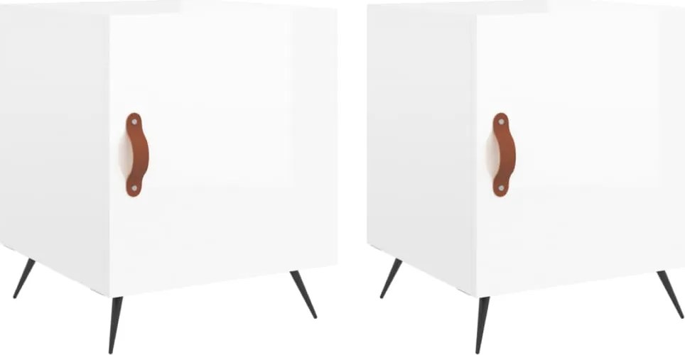 827505 vidaXL Нощни шкафчета 2 бр бял гланц 40x40x50 см инженерно дърво