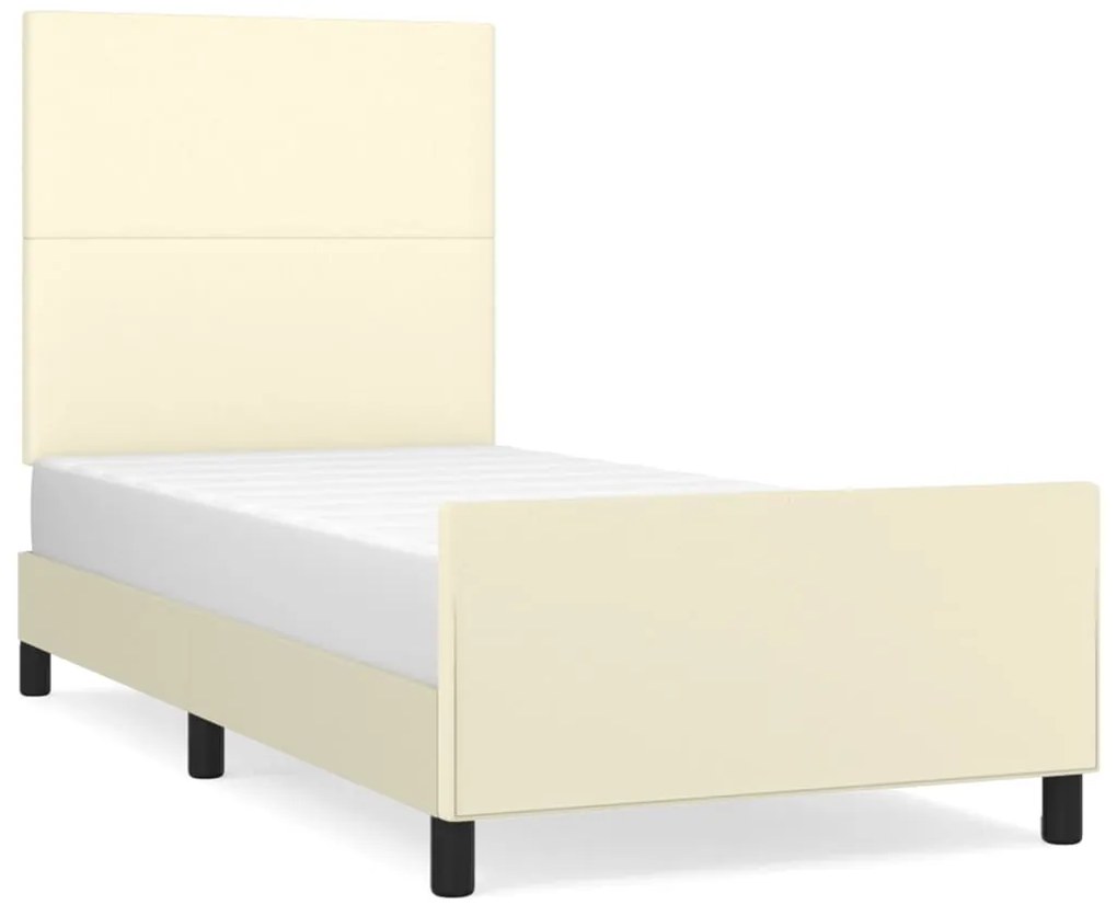 3125429 vidaXL Рамка за легло с табла, кремава, 90x200 см, изкуствена кожа