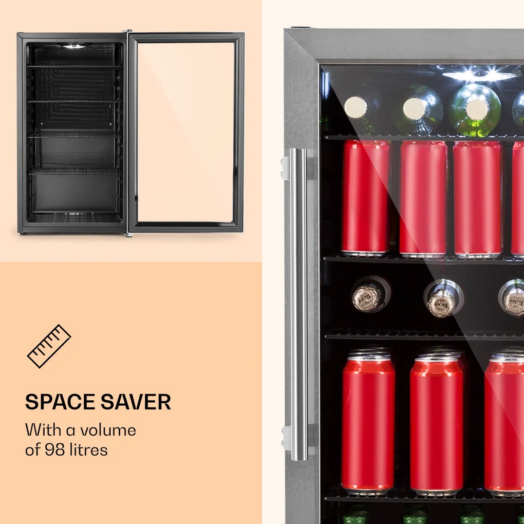 Klarstein Beersafe 3XL, хладилник, 98 l, 4 подвижни рафотве, 7 нива, черен