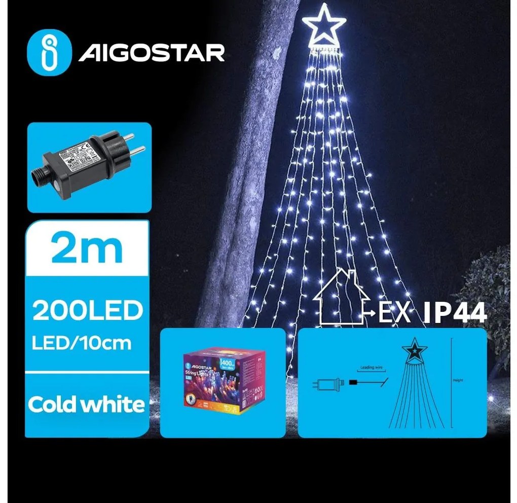 Aigostar - LED Екстериорна Коледна декорация LED/3,6W/230V 2 м IP44 студено бял