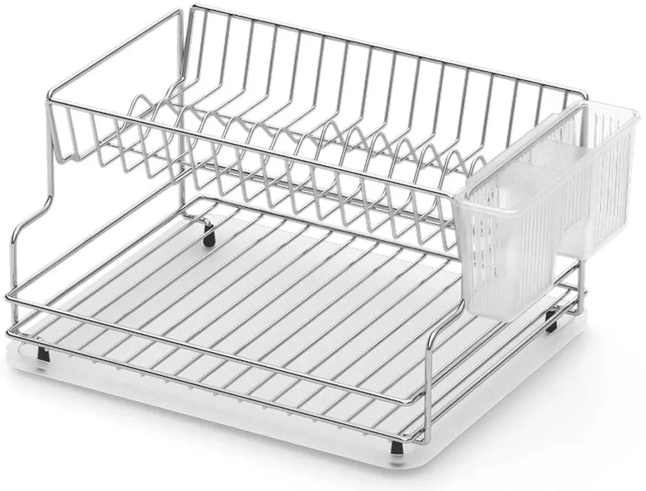 Сушилник за съдове на 2 нива TEKNO TEL TR KB 005, 42 x 30 x 21 см, Сребрист
