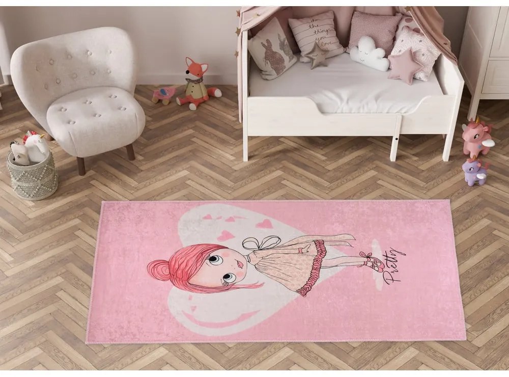 Розов детски килим подходящ за пране 100x160 cm Pretty Girl – Vitaus